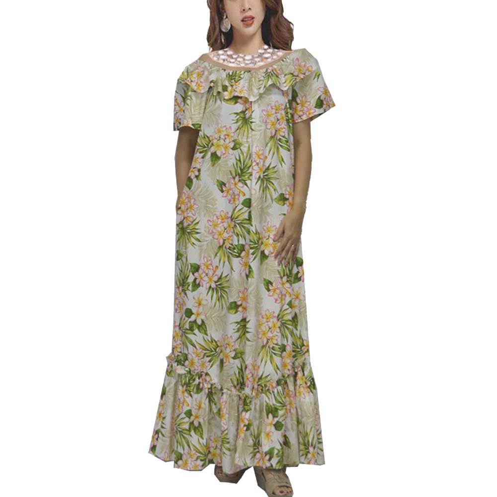chinese dress ladies Blue Fern Elegance Hawaiian Long Flare Dress / Muumuu Mall main image 0