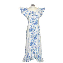 Load image into Gallery viewer, Blue Hibiscus Traditional Muumuu White Dress