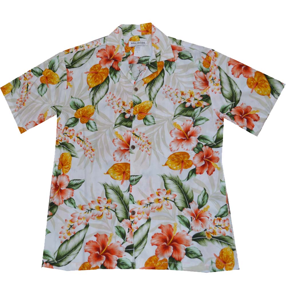 Red Hawaiian Shirt with White Hibiscus main image 1