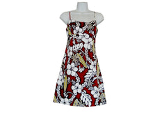 Load image into Gallery viewer, Retro Hibiscus & Surf Short Spaghetti Hawaiian Dress