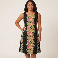 Load image into Gallery viewer, Bird of Paradise Black Hawaiian Midi Dress by KY's Brand