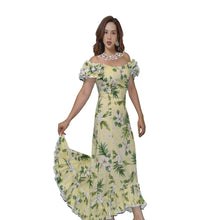 Load image into Gallery viewer, White Hibiscus Long Ruffle Muumuu Dance Dress