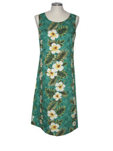 Load image into Gallery viewer, Green dress with floral pattern on a mannequin against a white background