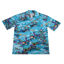 Load image into Gallery viewer, Matching Hanauma Bay print Hawaiian shirts for dad and son made in Hawaii