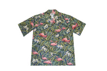 Load image into Gallery viewer, Men’s and boys’ matching Aloha shirts in tropical flamingo print