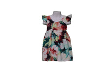 Load image into Gallery viewer, Colorful floral dress on a mannequin against a white background