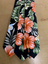 Load image into Gallery viewer, 100% cotton tropical necktie with hibiscus flower print