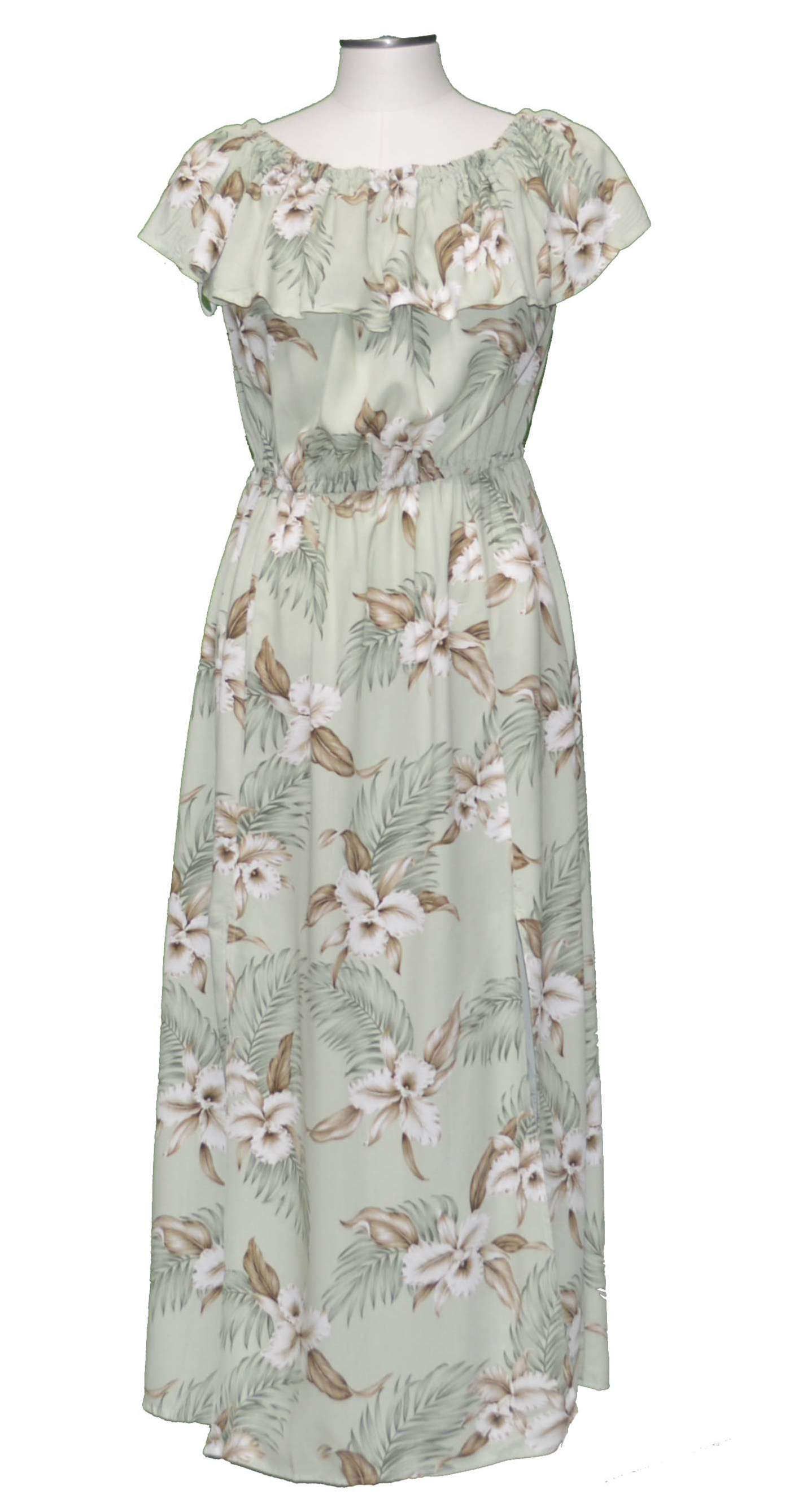 Ankle Length Dress Off Shoulder Maka Nani Green / 2XL