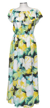Load image into Gallery viewer, Watercolor Hibiscus Yellow Off The Shoulder Dress
