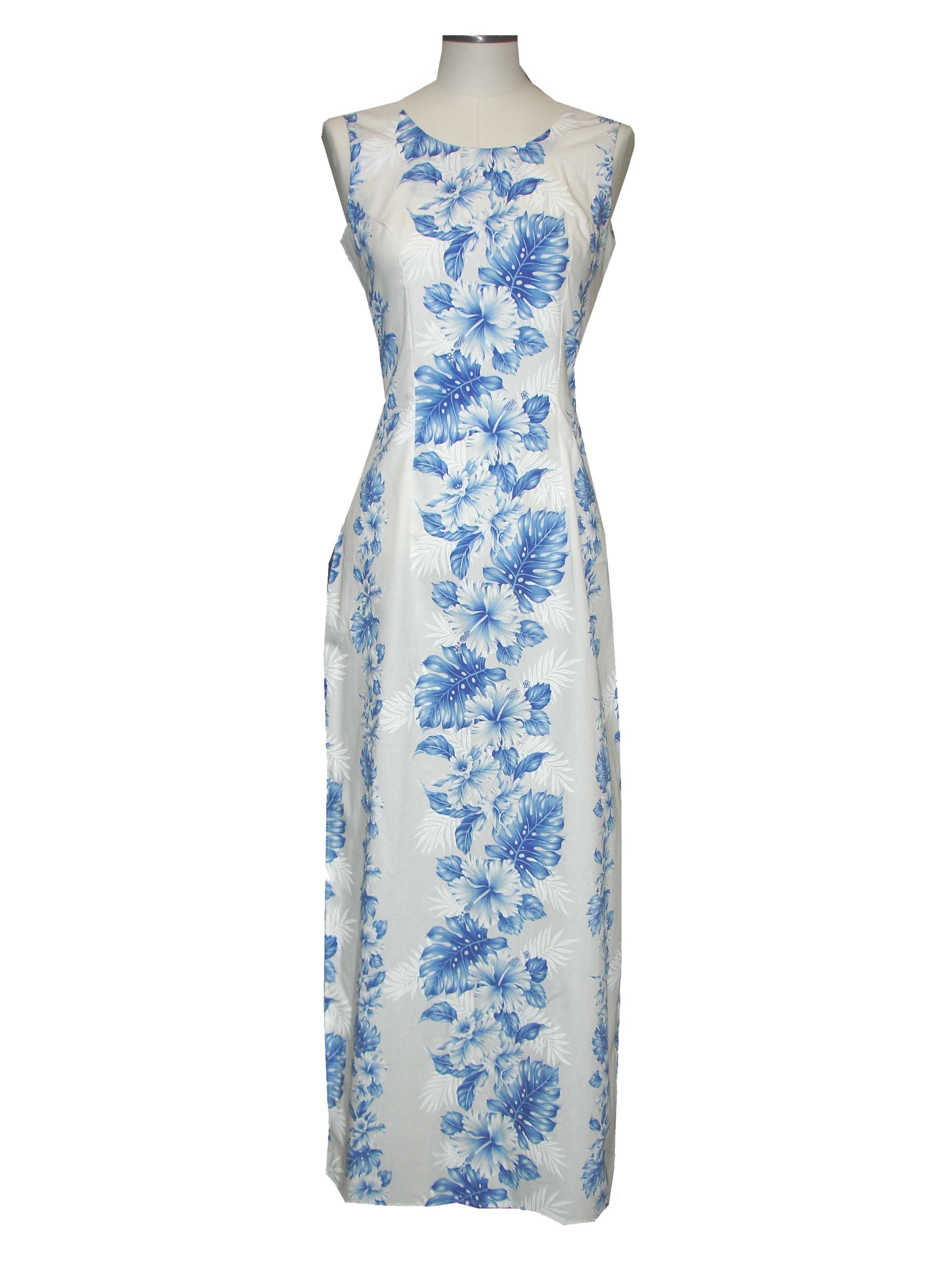 green emerald velvet dress White Hawaiian Tank Maxi Dress – Blue Hibiscus Print, Cotton Dress Made in Hawaii White / M