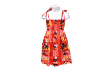 Load image into Gallery viewer, Red dress with tropical pattern on a white background