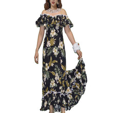 Load image into Gallery viewer, Hibiscus Print Traditional Muumuu Black Dress