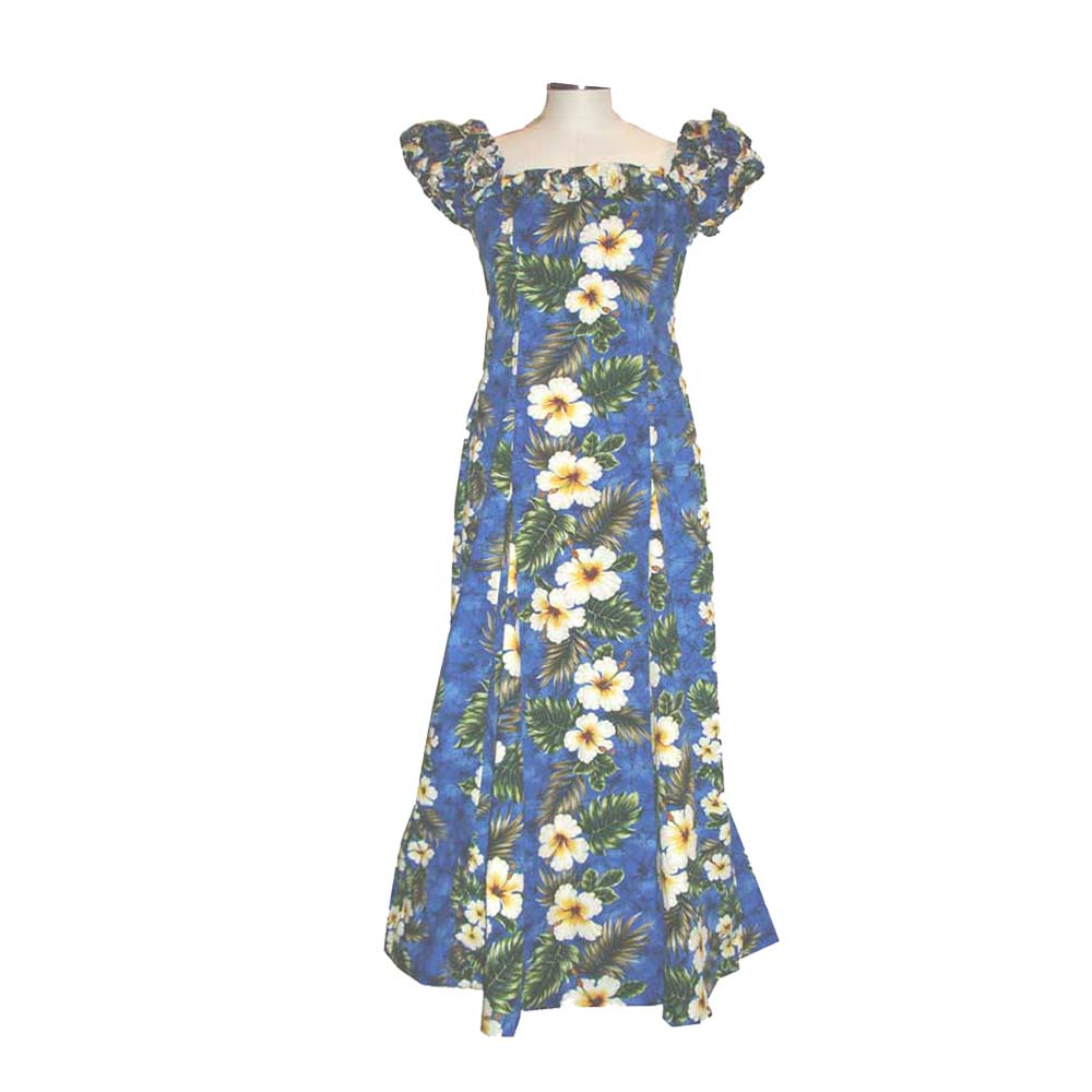 Long Ruffle Muumuu Dress Kalea Blue / 2XL Long Ruffle Muumuu Dress Kalea Blue / 2XL