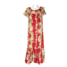 Load image into Gallery viewer, Hawaii Leaf Long Red Muumuu Dress Made In Hawaii USA