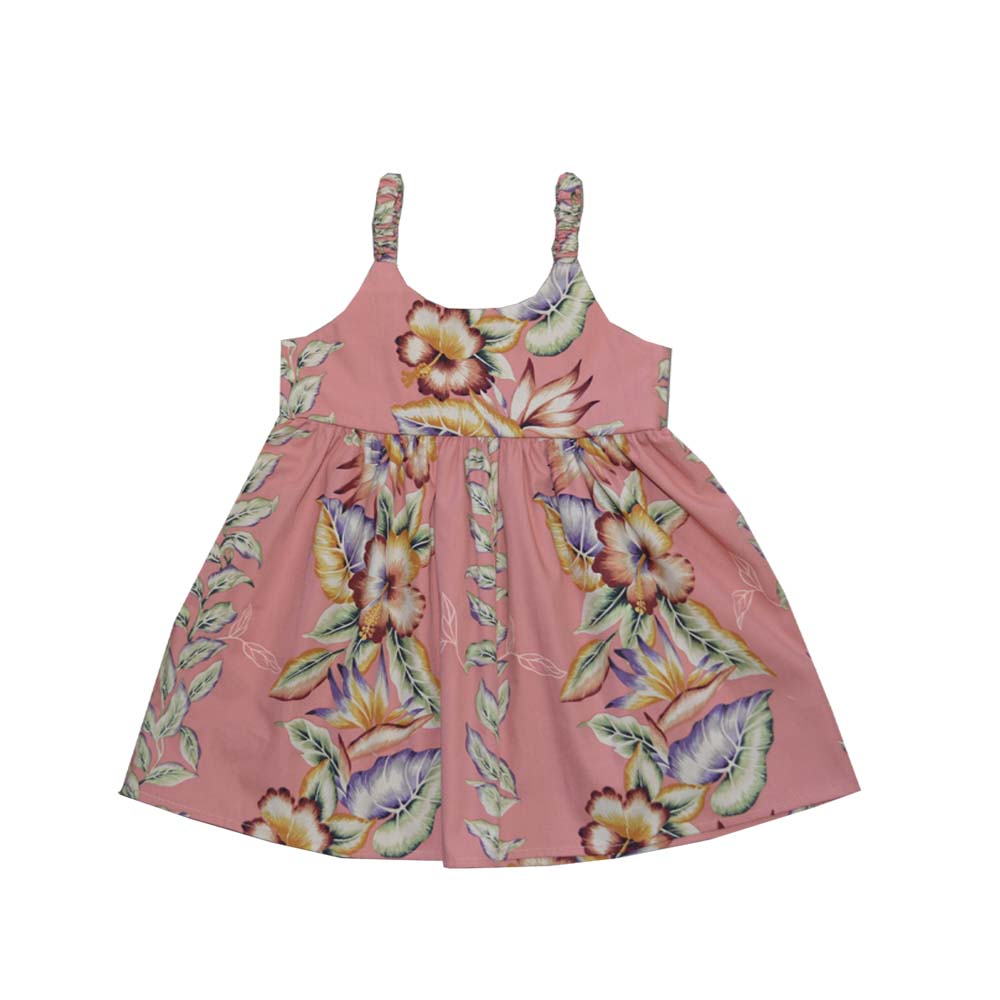 Anthurium Design Hawaiian Girls Dress| Hawaiian Dresses for Girl Coral / 8 ages