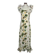 Load image into Gallery viewer, Yellow Hibiscus Traditional Muumuu Green Dress