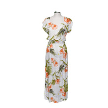 Load image into Gallery viewer, Akupu Orchid White Maxi Hawaiian Dress With Sleeves