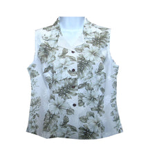 Load image into Gallery viewer, Blue Hibiscus Sleeveless Hawaiian Blouse Made In Hawaii