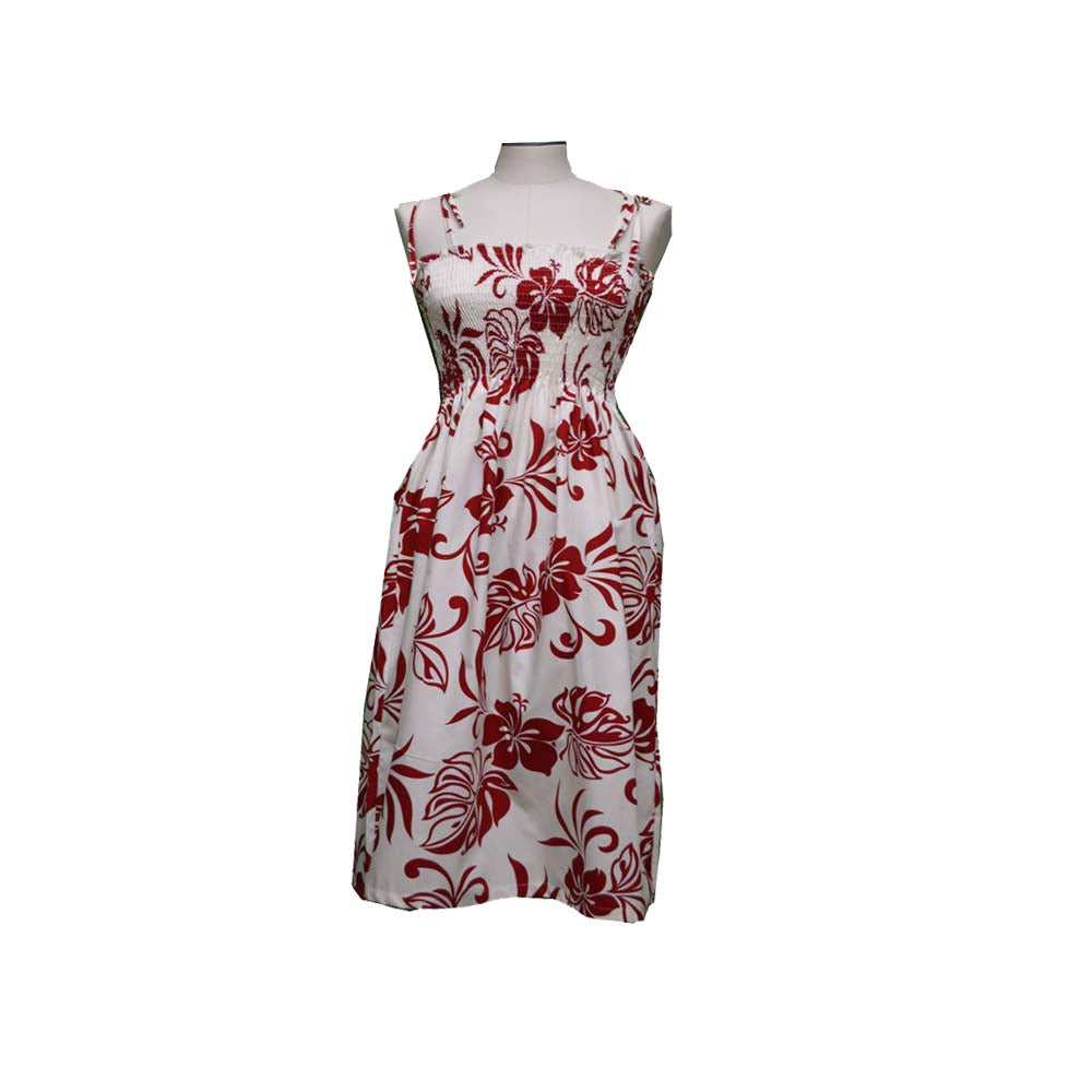 red and white hawaiian dress Hawaiian dress women - Polynesian dress - red White bird of paradise tiki dress