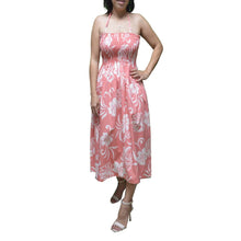 Load image into Gallery viewer, Classic Hibiscus Coral Tube Top Hawaiian Dress
