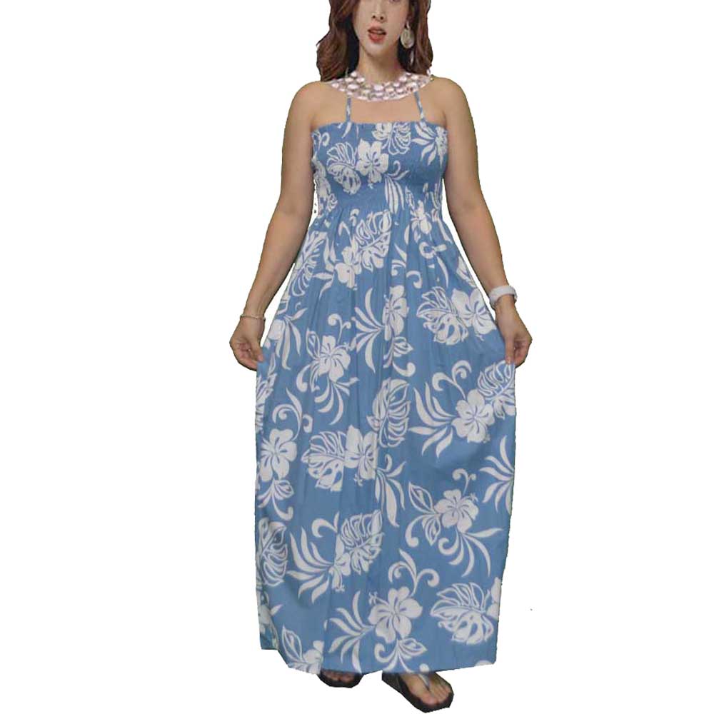 Classic Hibiscus Tube Top Maxi Hawaiian Dress| Edens Hawaii One Size / Navyblue Classic Hibiscus Tube Top Maxi Hawaiian Dress| Edens Hawaii One Size / Navyblue