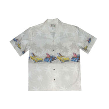 Load image into Gallery viewer, Border Hawaiian white Shirt with Classic Car print
