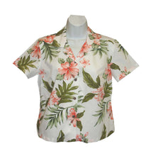 Load image into Gallery viewer, Coral Hibiscus Fitted Women's Hawaiian Shirt Made In Hawaii