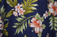 Load image into Gallery viewer, Close-up of 100% cotton poplin fabric – coral hibiscus pattern