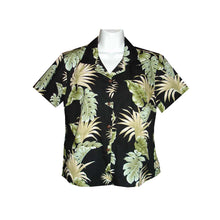 Load image into Gallery viewer, Hawaii Leaves Leis Cotton Fitted Women's Hawaiian Shirt Made In Hawaii