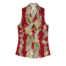 Load image into Gallery viewer, Hawaii Leaves Leis Sleeveless Hawaiian Blouse Made In Hawaii