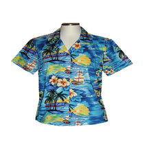 Load image into Gallery viewer, Hawaii Sunset Fitted Women's Hawaiian Shirt Made In Hawaii