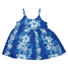 Load image into Gallery viewer, Blue Hibiscus Hawaiian Girls Dress