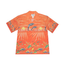 Load image into Gallery viewer, Dolphin Sunset Ocean Orange Hawaiian shirt for men