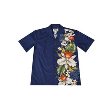 Load image into Gallery viewer, Men's Orchid Side Hawaiian Cotton Shirt, Aloha Shirt with Tropical Floral Print, Handcrafted in Hawaii