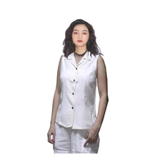 Load image into Gallery viewer, Palm Trees Yellow Sleeveless Silk Top