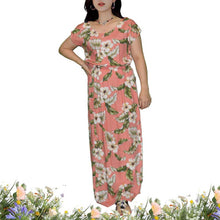 Load image into Gallery viewer, Makua Hibiscus Sleeves Maxi Hawaiian Dress