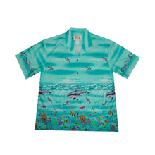 Load image into Gallery viewer, Border green Hawaiian Shirt for men with Shark Ocean Design