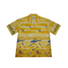 Load image into Gallery viewer, Men's Border Hawaiian yellow Shirt with Shark Ocean Design