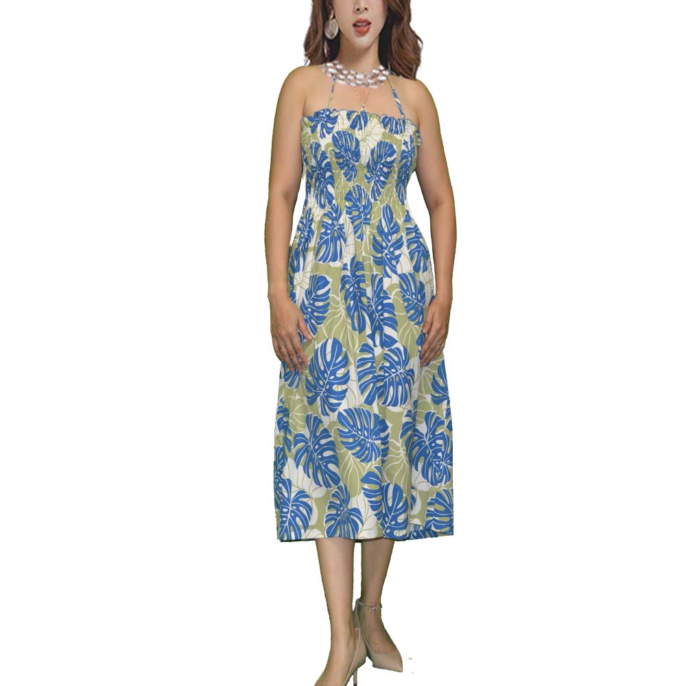 Monstera Deliciosa Tube Top Hawaiian Dress One Size / Olive Monstera Deliciosa Tube Top Hawaiian Dress One Size / Olive
