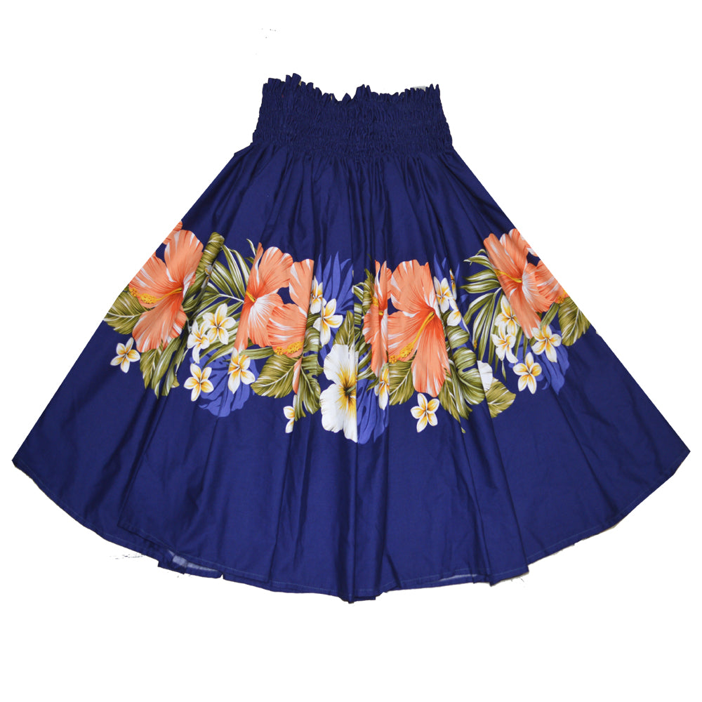 Edens Hawaii Pa u Hula Skirt Orange Hibiscus Hawaiian Hula Skirt for Dance One Size navyblue