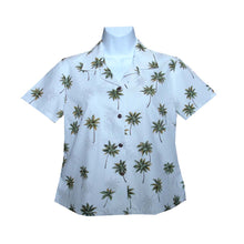 Load image into Gallery viewer, Palm Trees Fitted Women's Hawaiian Shirt Made In Hawaii