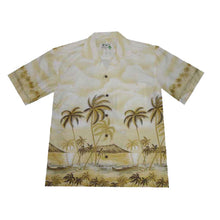 Load image into Gallery viewer, Palm Trees & Diamond Head Border Hawaiian Shirt
