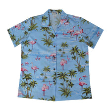 Load image into Gallery viewer, Pink Flamingo Women's Camp Shirt Made In Hawaii