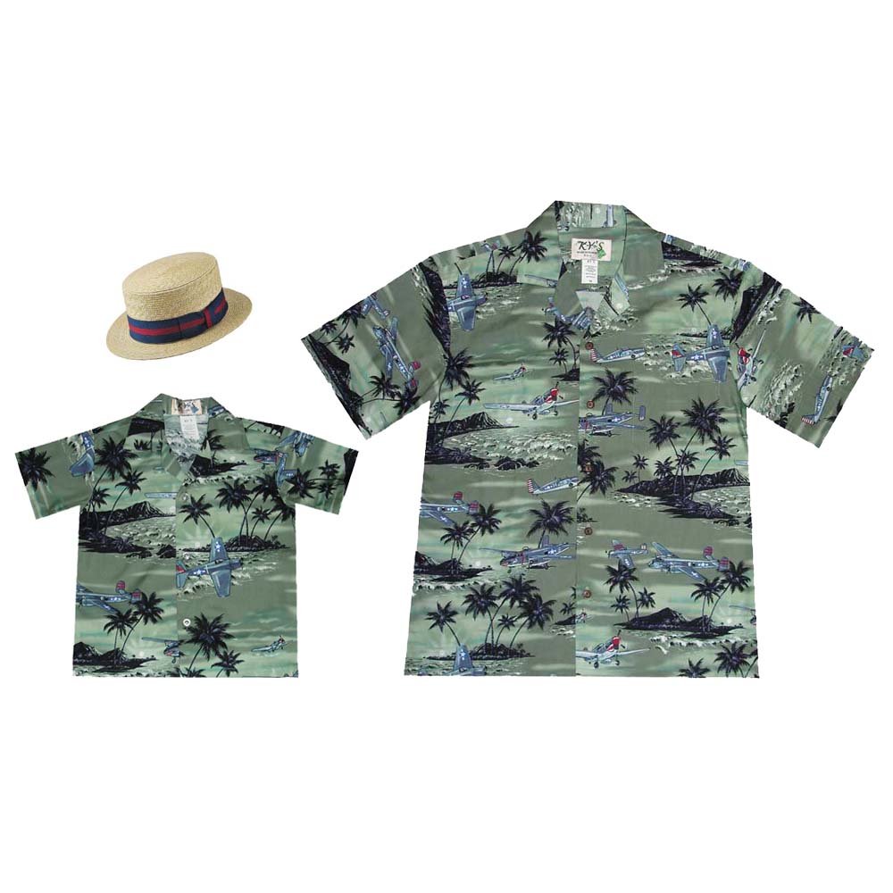 Father Son Matching in Planes Pearl Harbor| Daddy Son Hawaiian Shirts Son - Size 6 Year / Blue