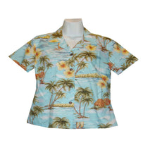 Load image into Gallery viewer, Polynesian Island Fitted Women's Hawaiian Shirt Made In Hawaii
