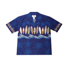 Load image into Gallery viewer, Surfboard Collection Navy Men's Cotton Hawaiian Shirt