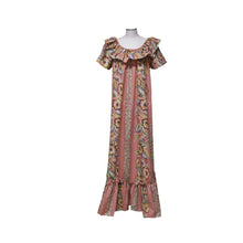 Load image into Gallery viewer, Handmade cotton Hawaiian dress with ruffled hem and cap sleeves