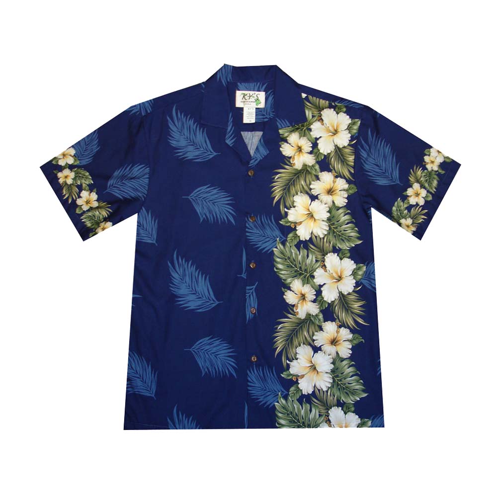 White Hibiscus Slim Fit Hawaiian Aloha Shirts for men made in