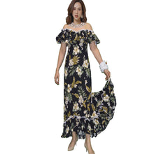 Load image into Gallery viewer, White Hibiscus Long Ruffle Muumuu Dance Dress