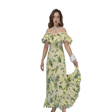 Load image into Gallery viewer, White Hibiscus Long Ruffle Muumuu Dance Dress